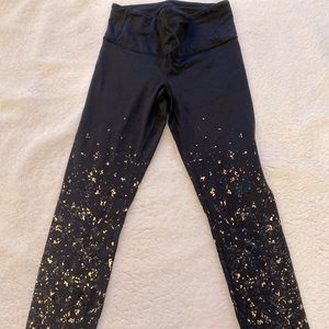 Lululemon Black Leggings with Gold sparkles